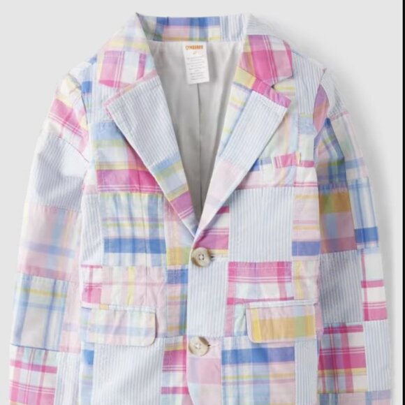 Gymboree Boys Size 7 Long Sleeve Pastel Plaid Madras Blazer NWT Easter Spring - Picture 1 of 16